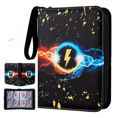 Card holder with lightning design on a black background