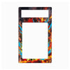 A rectangular phone case with a colorful, fiery graphic border and a blank white center cutout, shown against a plain white background.
