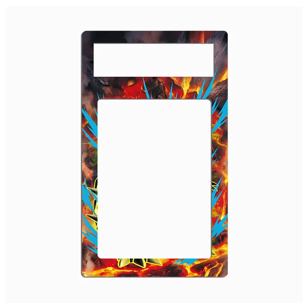 A rectangular phone case with a colorful, fiery graphic border and a blank white center cutout, shown against a plain white background.