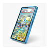 A blue protective phone case shown on a smartphone displaying a Pokémon screen, photographed against a clean white background.
