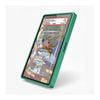 A green protective screen guard case shown on a tablet device displaying a Pokémon card game screen, set against a clean white background.