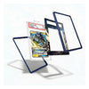 Three clear acrylic card protectors with dark blue borders are displayed on a white background, with one protector holding a graded Pokémon TCG card and the others shown empty.