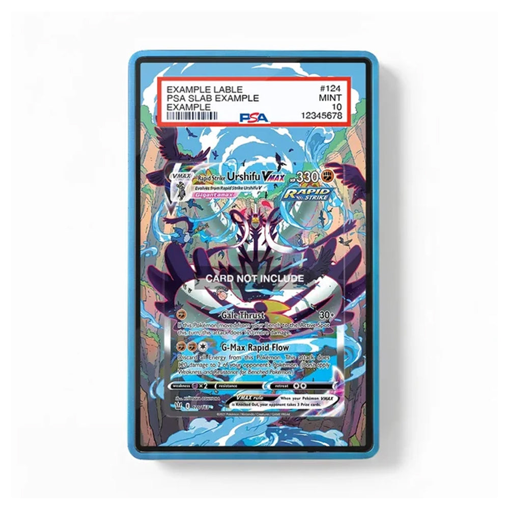 A graded collectible PSA slab containing a Pokémon TCG card, shown against a plain white background. The slab has a blue border and a white header with red and black text.