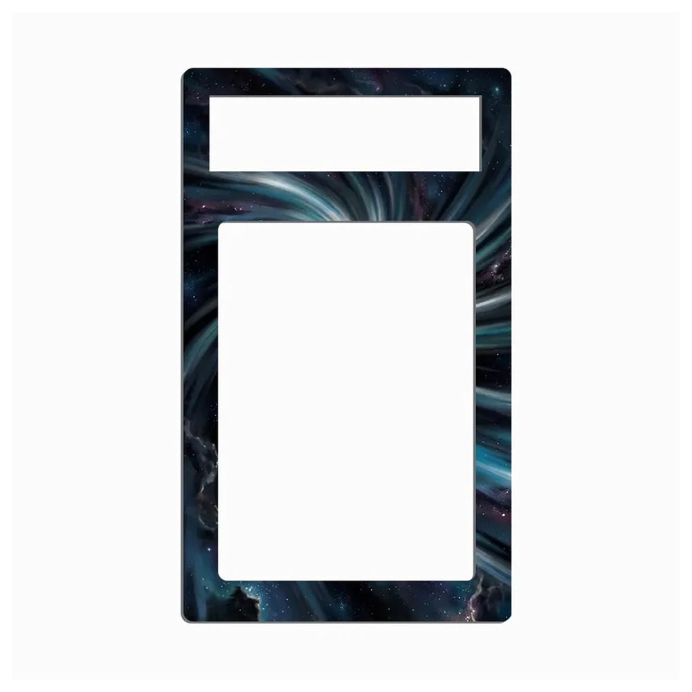 A rectangular light switch plate cover featuring a dark cosmic galaxy design with swirling blue, black, and teal nebula patterns, shown on a plain white background.