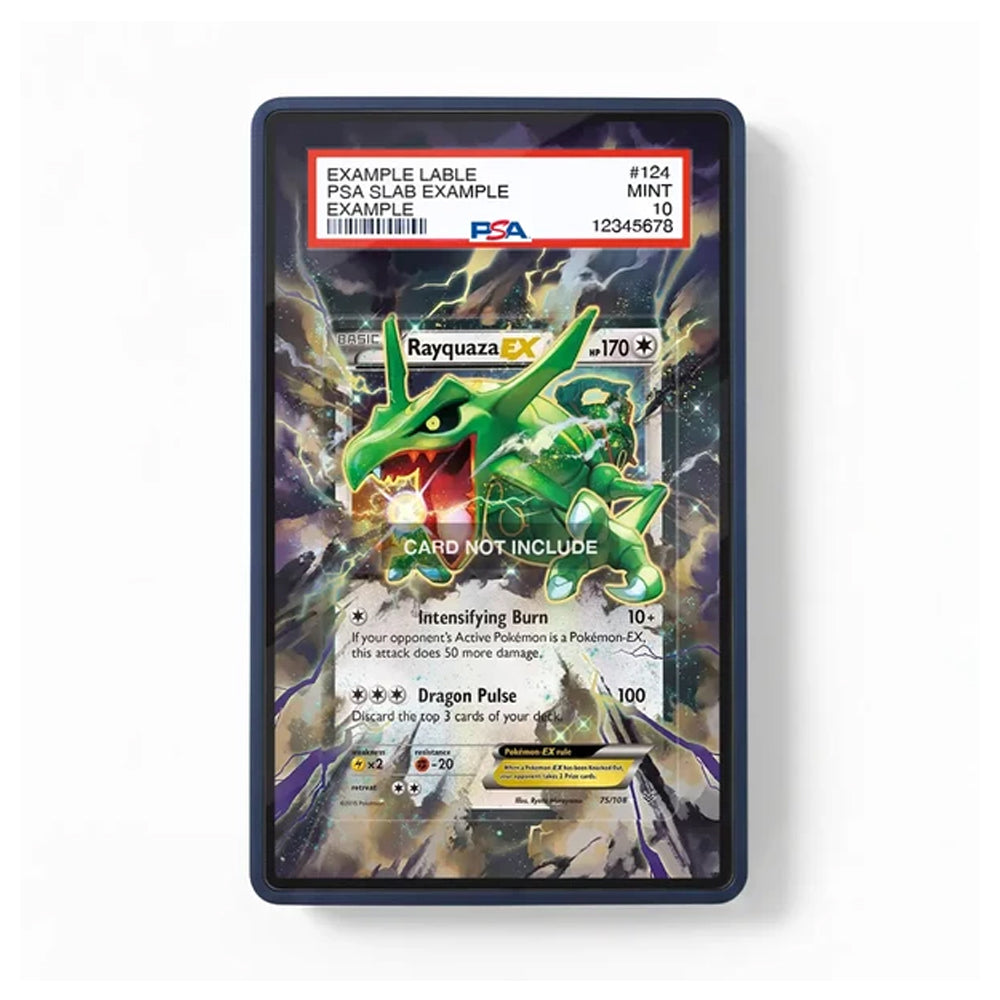 A PSA-certified collectible Pokémon TCG card featuring Rayquaza DX, displayed inside a black protective slab. The PSA grading label is visible at the top, and the card is shown against a clean white background.