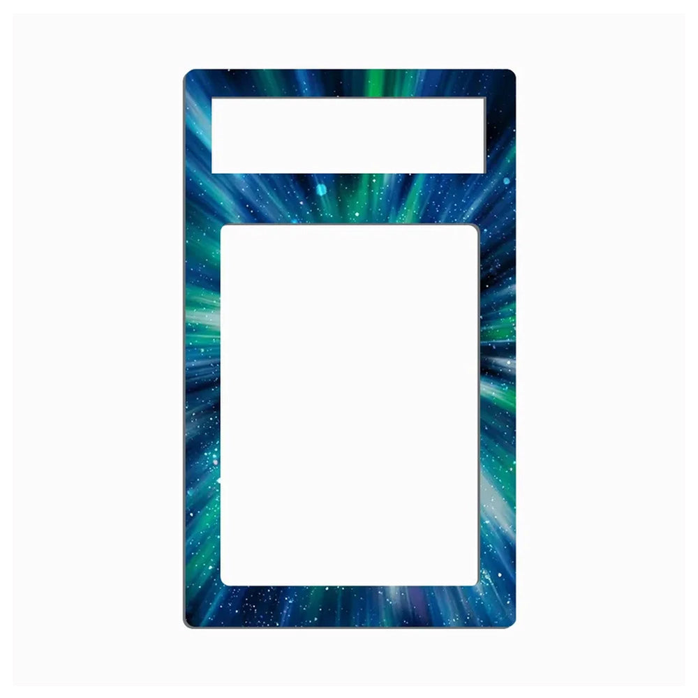 A rectangular light switch plate cover featuring a vibrant blue and green aurora borealis pattern, shown against a plain white background.