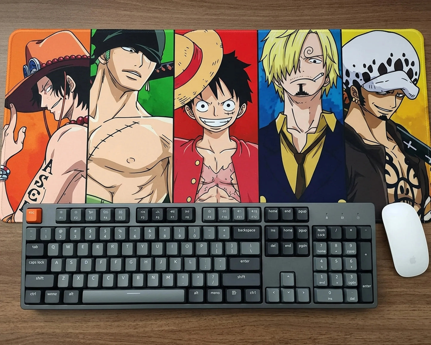 One Piece Luffy Zoro Sanji Ace Law Gaming Mousepad Extended Anime Desk Mat Pirate Legends Design - PokeTCG