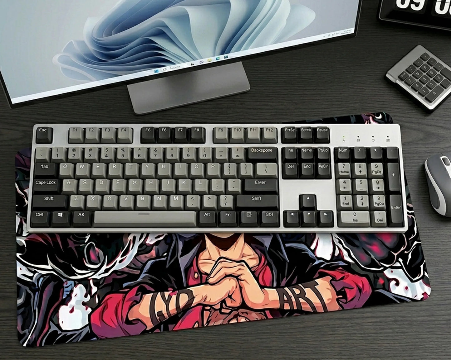 Luffy Power Up Mousepad Anime Desk Mat XL One Piece Haki Energy Gaming Mouse Pad Epic Action Design - PokeTCG