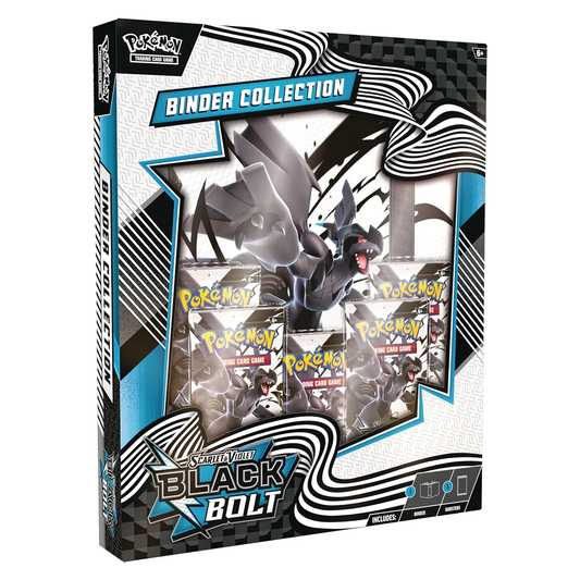 Pokémon Black Bolt Binder Collection packaging with Pokémon characters on a white background