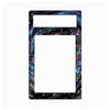 A rectangular decorative frame or plate with a large blank white center and a colorful marbled border in black, blue, purple, and teal tones, shown on a plain white background.