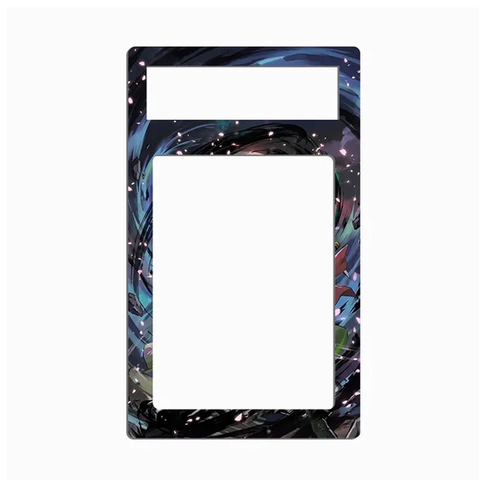 A rectangular decorative frame or plate with a large blank white center and a colorful marbled border in black, blue, purple, and teal tones, shown on a plain white background.