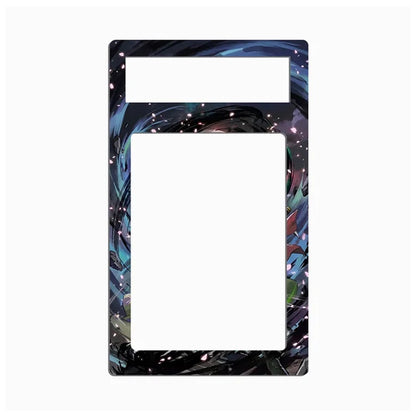 A rectangular decorative frame or plate with a large blank white center and a colorful marbled border in black, blue, purple, and teal tones, shown on a plain white background.