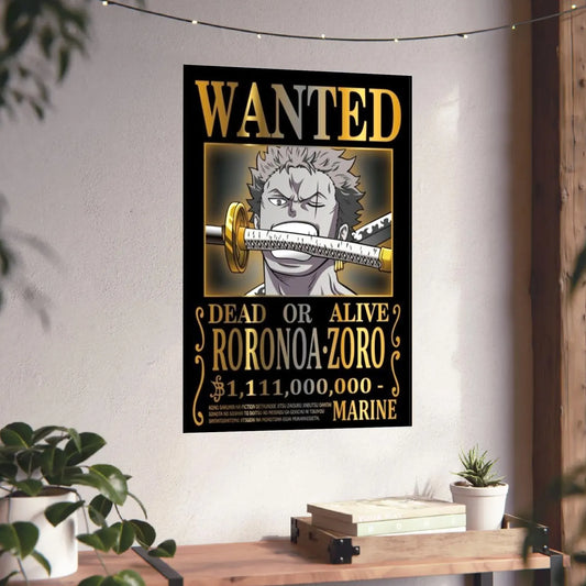 Roronoa Zoro Gold Wanted Poster Anime Wall Art - PokeTCG