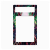 A rectangular light switch plate cover featuring a vibrant, multicolored abstract fluid art pattern with swirling green, pink, purple, and red veins on a dark background, with two white cutouts for wiring.