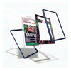 A clear plastic display card holder with three separate mounting frames, shown floating against a white background. One frame is attached to a graded PSA sample card, demonstrating how the product works.