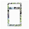 A rectangular decorative frame or magnet with a black and white comic book panel border and light green accents, featuring a large blank white center cutout, shown on a plain white background.