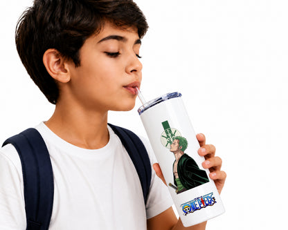 One Piece Roronoa Zoro Tumbler Sipper – Anime Stainless Steel Travel Cup