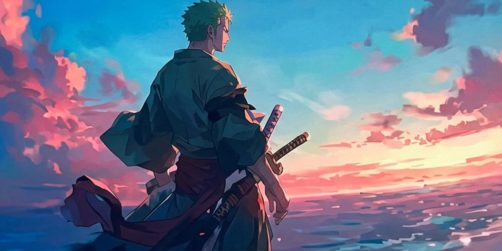Roronoa Zoro Sunset Aesthetic Mousepad Anime Desk Mat XL One Piece Samurai Ocean Scene Gaming Pad - PokeTCG