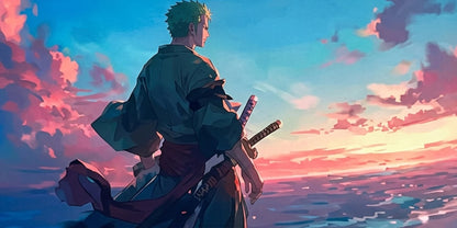 Roronoa Zoro Sunset Aesthetic Mousepad Anime Desk Mat XL One Piece Samurai Ocean Scene Gaming Pad - PokeTCG
