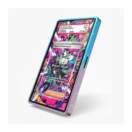 A smartphone shown at an angle on a clean white background, featuring a colorful, graffiti-style skin or wrap around the screen and frame with blue, purple, pink, orange, and black graphic elements.