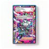 A collectible PSA graded trading card in a clear protective slab with a blue and pink glitter border, on a clean white background. The card features a colorful graffiti-style design with the text 'Roxie's Performance' and a PSA slab label at the top.