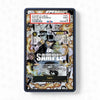 Card holder with anime-style design featuring a character and text on a white background