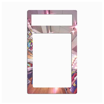 A decorative rectangular frame or plate with rounded corners, featuring an anime-style illustrated closet scene printed around the border. The center and top sections are blank white spaces, likely for mounting or design placement, set against a plain light gray background.