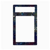 A decorative rectangular frame or plate with rounded corners, featuring a dark galaxy print with stars and colorful speckles. It has a smaller horizontal slot at the top and a larger vertical slot below, set against a plain white background.
