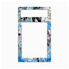 A rectangular phone case with a black, white, and blue anime-style manga border design, shown on a plain white background.