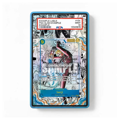 A PSA graded collectible card featuring Sanji from One Piece, displayed in a blue protective case against a clean white background. The card is graded PSA 10 and includes a visible grading label from PSA.