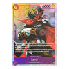 A single collectible trading card featuring the character Sanji from Straw Hat Crew, with a holographic rainbow border and card stats including 6000 and 6.