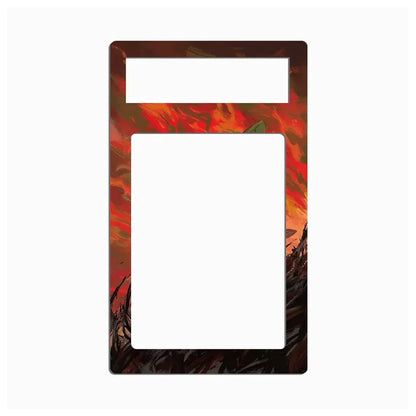 A rectangular light switch plate cover featuring a fiery red, orange, and dark brown abstract landscape design, shown on a plain white background.