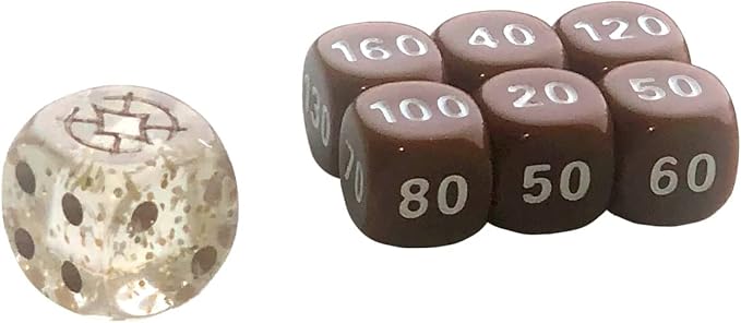 Set of dice with different sizes and numbers on a white background