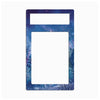 A rectangular decorative frame or plate with rounded corners, featuring a blue and purple starry night sky design with trees and foliage along the bottom and right edges. The top section has a smaller horizontal cutout, and the center has a larger vertical cutout, all on a plain white background.