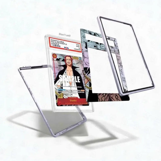 Cardboard protective cases for trading cards on a white background