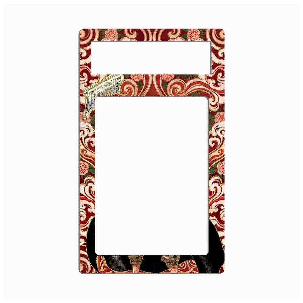 A decorative picture frame with a red, gold, and white traditional scrollwork border and floral details, shown on a plain white background.