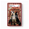A PSA graded collectible card slab with a red border and a Japanese character illustration on a patterned red, gold, and black background. The top label shows PSA branding and example grading text, with a large translucent 'SAMPLE' watermark across the center.