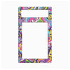 A rectangular phone case with a colorful, fiery graphic border and a blank white center cutout, shown against a plain white background.
