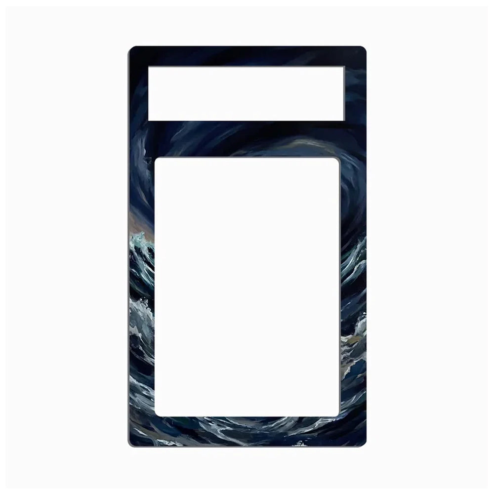 A rectangular light switch plate cover featuring a dark, swirling ocean wave pattern in navy, black, and white, shown against a plain white background.