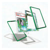 Three clear acrylic card protectors with green borders are shown floating around a graded Pokémon TCG card in a clear slab on a white background.