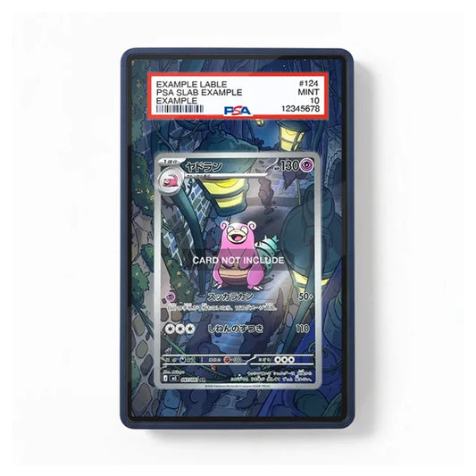 A PSA-graded display slab containing a Pokémon TCG card, shown against a plain white background. The slab has a dark blue border and a red PSA label at the top.