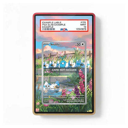 A PSA-graded collectible card slab containing a Swublo card, shown against a clean white background. The slab has a red border and a clear top label with PSA branding and grading details.
