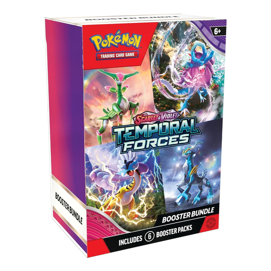 Pokémon Trading Card Game Temporal Forces booster bundle packaging on a white background