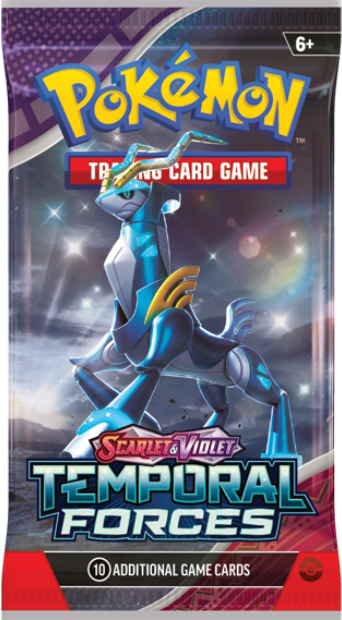 Pokémon Trading Card Game Temporal Forces pack with Pokémon character on a dark background