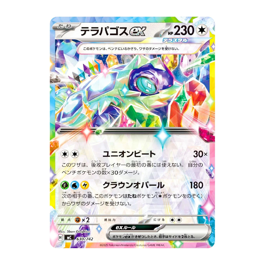 A single Pokémon trading card featuring the EX Pokémon Terabosus, with Japanese text, a colorful crystal-themed illustration, and a holographic foil border on a plain white background.