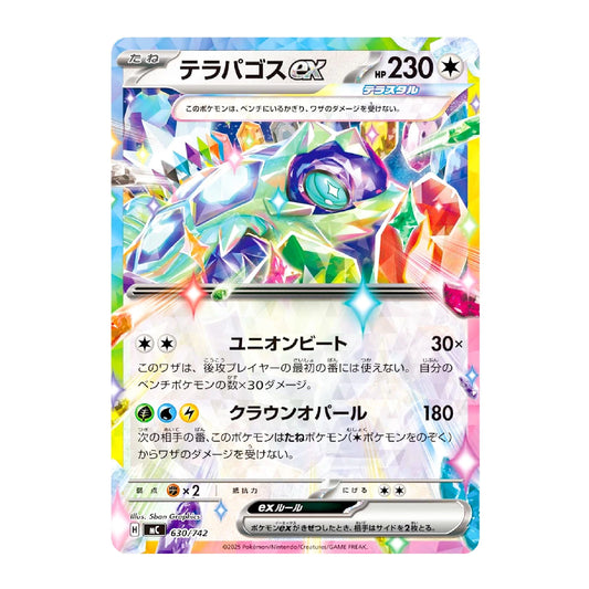 A single Pokémon trading card featuring the EX Pokémon Terabosus, with Japanese text, a colorful crystal-themed illustration, and a holographic foil border on a plain white background.