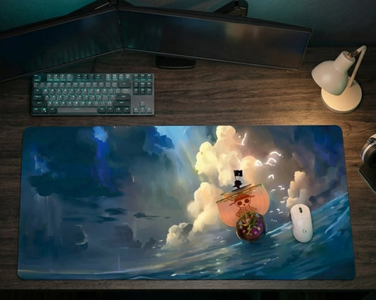 Thousand Sunny Ocean Adventure Mousepad Anime Desk Mat XL One Piece Pirate Ship Gaming Mouse Pad - PokeTCG