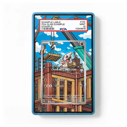 A PSA graded collectible card in a blue slab, featuring a cartoon ghost character on a construction site. The PSA grading label is visible at the top, and the card is centered against a clean white background.