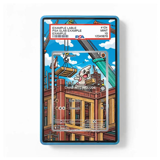 A PSA graded collectible card in a blue slab, featuring a cartoon ghost character on a construction site. The PSA grading label is visible at the top, and the card is centered against a clean white background.