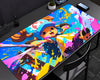 Tony Tony Chopper anime gaming mouse pad featuring a blue hat with pink trim and vibrant blue yellow pink and purple graffiti artwork.
